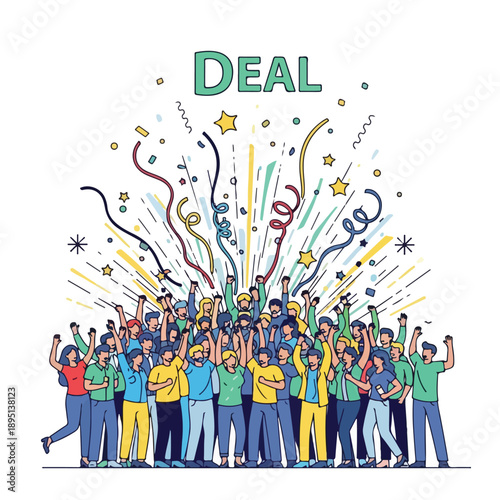 Group of People Celebrating Successful Business Deal.