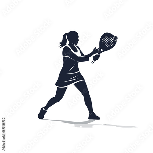 Female Padel Player Silhouette Swinging Racket in Action