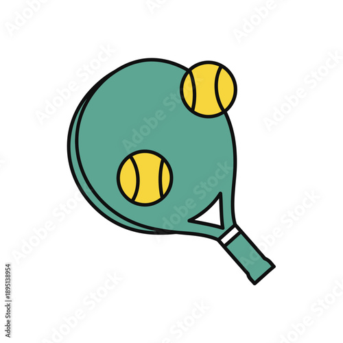 Tennis Racket and Balls Icon - Sports Equipment, Flat Design