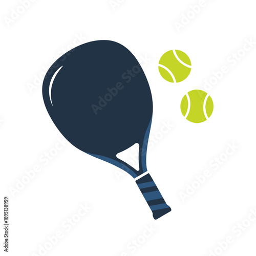Tennis Racket and Balls Icon, Sport Equipment Illustration