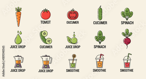 Assorted Vegetables and Fruits for Juicing.