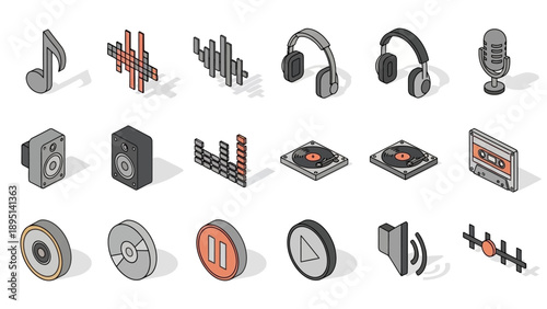 Collection of Music and Audio Equipment Icons.