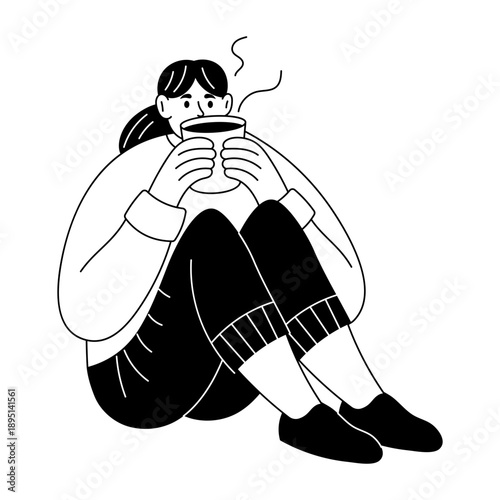 Hand drawn style illustration depicting coconut drink
