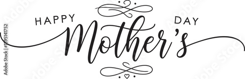 Happy mother's day greeting card design with calligraphy and floral elements for mom