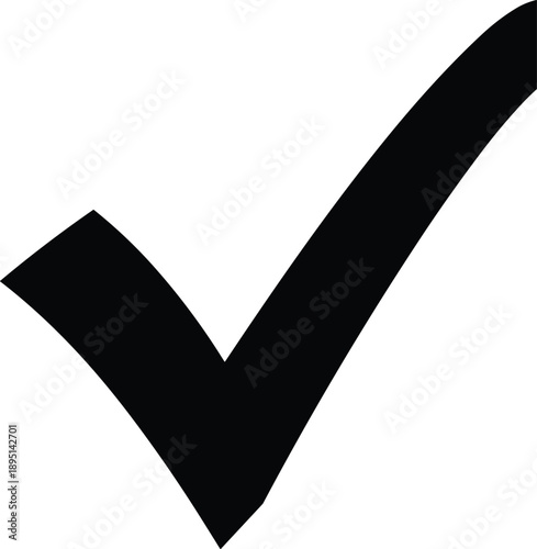 Check mark icon silhouette representing approval, success, validation, confirmation, correct choice, task completion, and positive result symbol