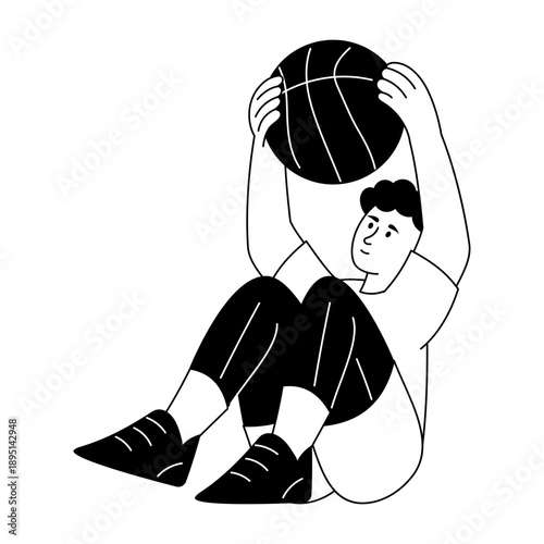 Hand drawn style illustration depicting resistance band workout
