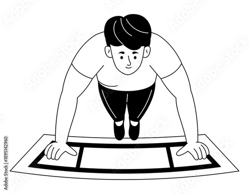 Hand drawn style illustration depicting resistance band workout
