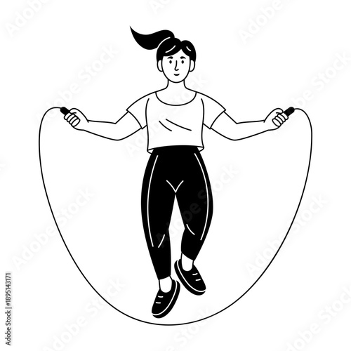 Hand drawn style illustration depicting resistance band workout
