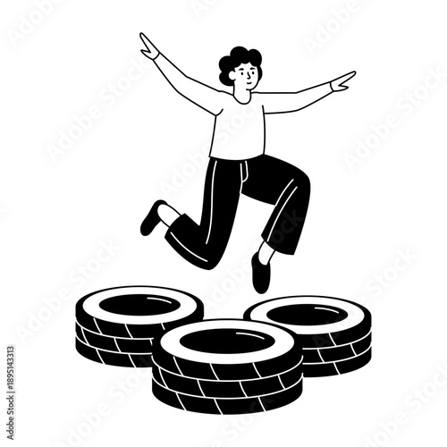 Hand drawn style illustration depicting resistance band workout
