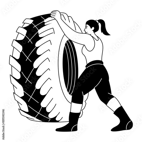 Hand drawn style illustration depicting resistance band workout
