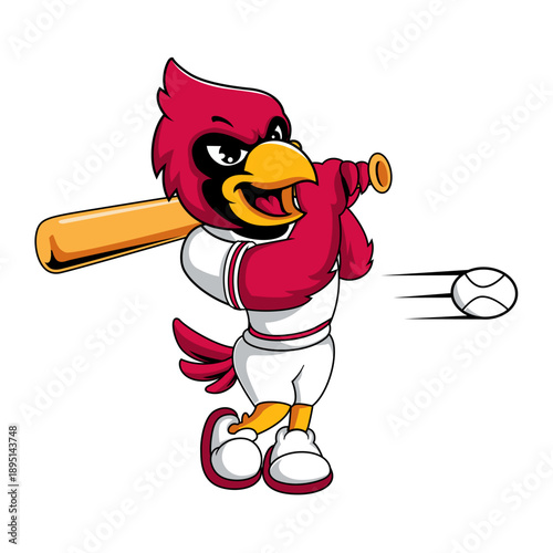 Red Cardinal Bird Home Run Hitter