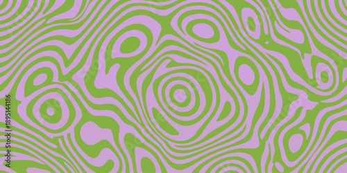 Vibrant swirling patterns of green and purple hues create a mesmerizing abstract design from a close-up viewpoint