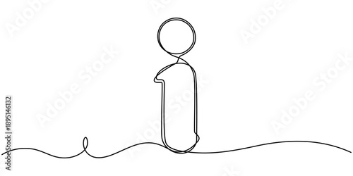 Minimalist one line drawing of information symbol for help and support