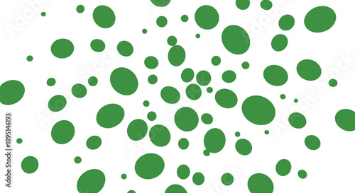 Green gradient circles on white background, abstract dotted pattern, random distribution, modern minimalist texture, clean geometric design, seamless backdrop