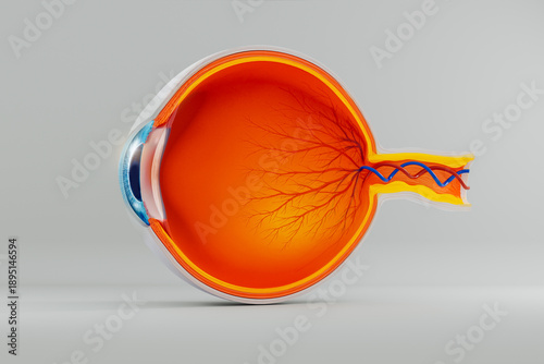 Human eye anatomy diagram in 3D for medical education