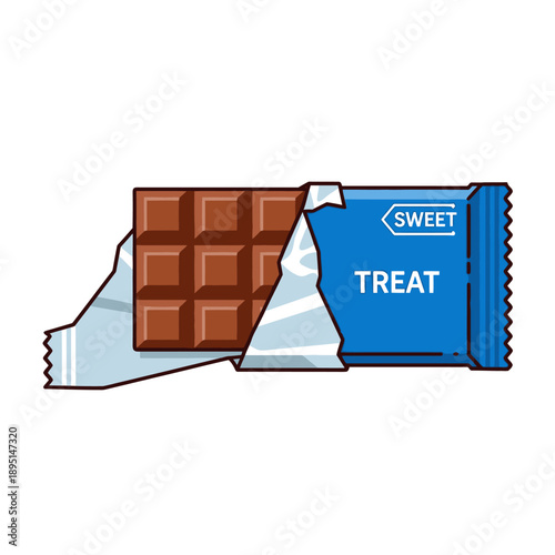 Chocolate Bar Unwrapped Blue Wrapper.