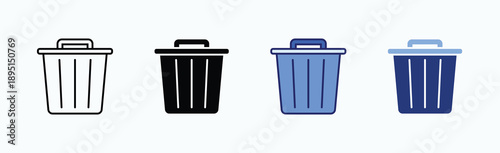 Trash Icon Sheet Multiple Style Collection Isolated Vector