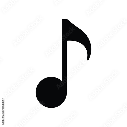 Minimalist black eighth musical note symbol for harmonious sound, creative compositions, and auditory experiences in various digital and print media applications