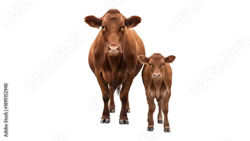 Realistic digital illustration of a mother and baby camel standing together isolated on transparent background