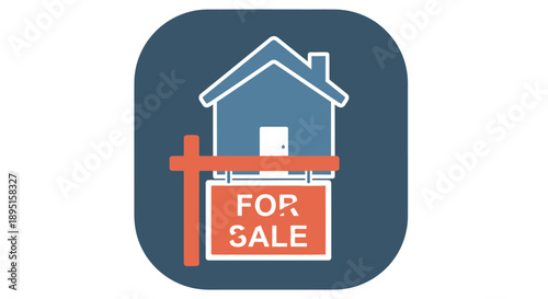Illustration of a house with a for sale sign.