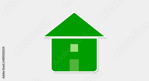 Green house icon symbol on a light gray background.