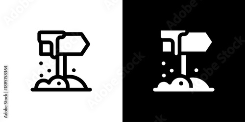 Direction Sign icon concept with flat Black White Background. Vector illustration.