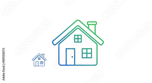 Two houses one large one small illustration.