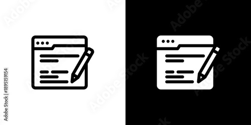 Email icon concept with flat Black White Background. Vector illustration.