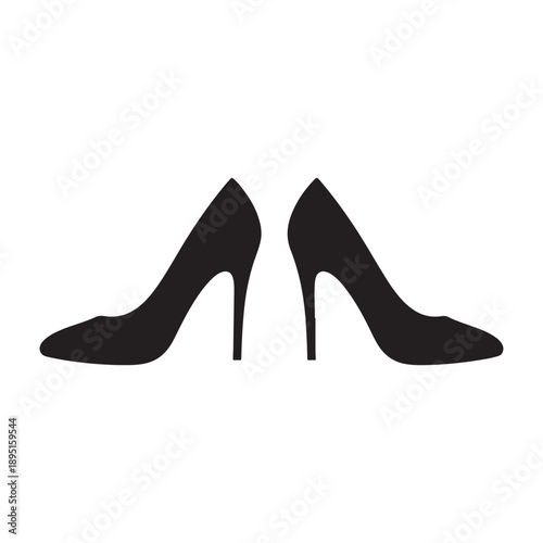 high heel shoe silhouette isolated on white background. High heel icon vector illustration design.