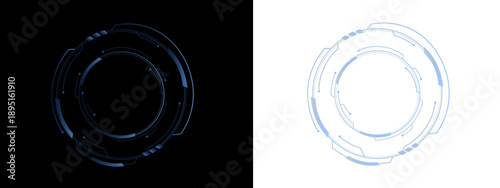 Bilde på lerret Digital round frame with neon accents creates a modern holographic interface