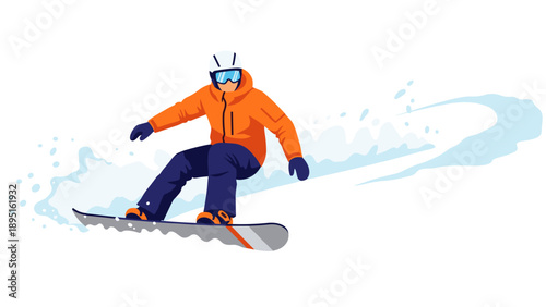 Snowboarder in action performing tricks on winter slope