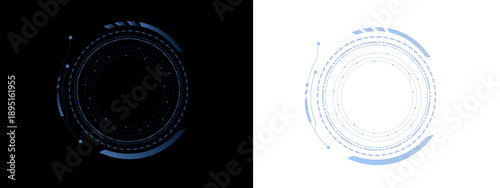 Foto Futuristic HUD circles feature layered geometry and glowing tech details