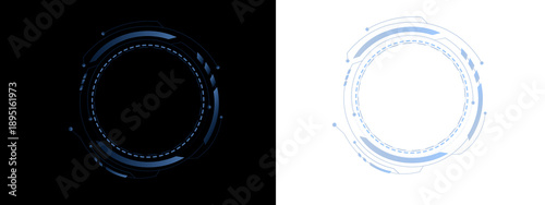 Billede på lærred Neon circular interface frame shows advanced digital targeting elements