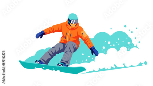Snowboarder in action: winter sports adventure with vibrant colors