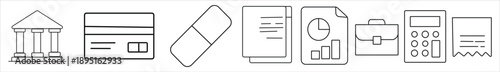Smart Finance & Office Essentials Line Icon Set for Banking, Documents and Business Operations