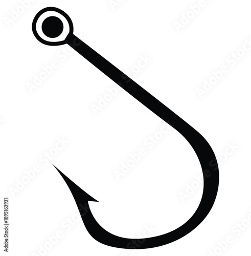 Summer Fishing Hook Icon – Simple Black Fish Hook Vector Illustration
