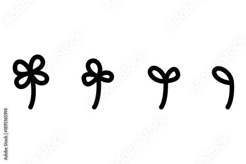 手描き風のかわいいクローバーや葉っぱのイラスト素材