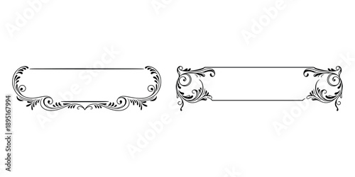 Vintage ornamental frame collection with filigree swirls and elegant scrollwork borders for luxury wedding invitation card design elements on background