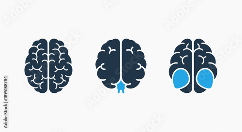 Brain and cognition icons: brain, neurology, psychology, thinking, mind, intelligence, learning, science, medical