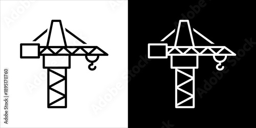 Tower Crane Icon Sheet Black And White