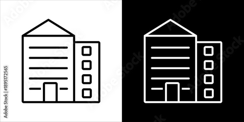 Office Building Icon Sheet Black And White