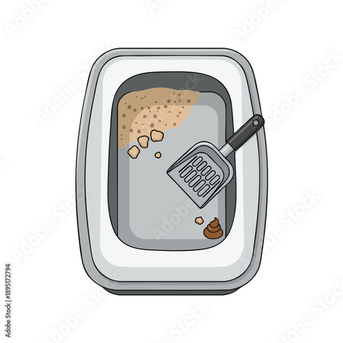 Dirty Litter Box with Scoop