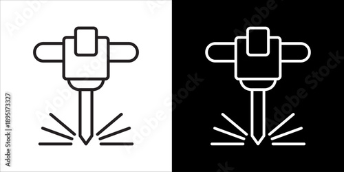 Road Drill Icon Sheet Black And White
