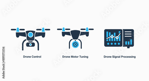 Drone Operations and Technical Management: Control, Motor Tuning, and Signal Processing Icons