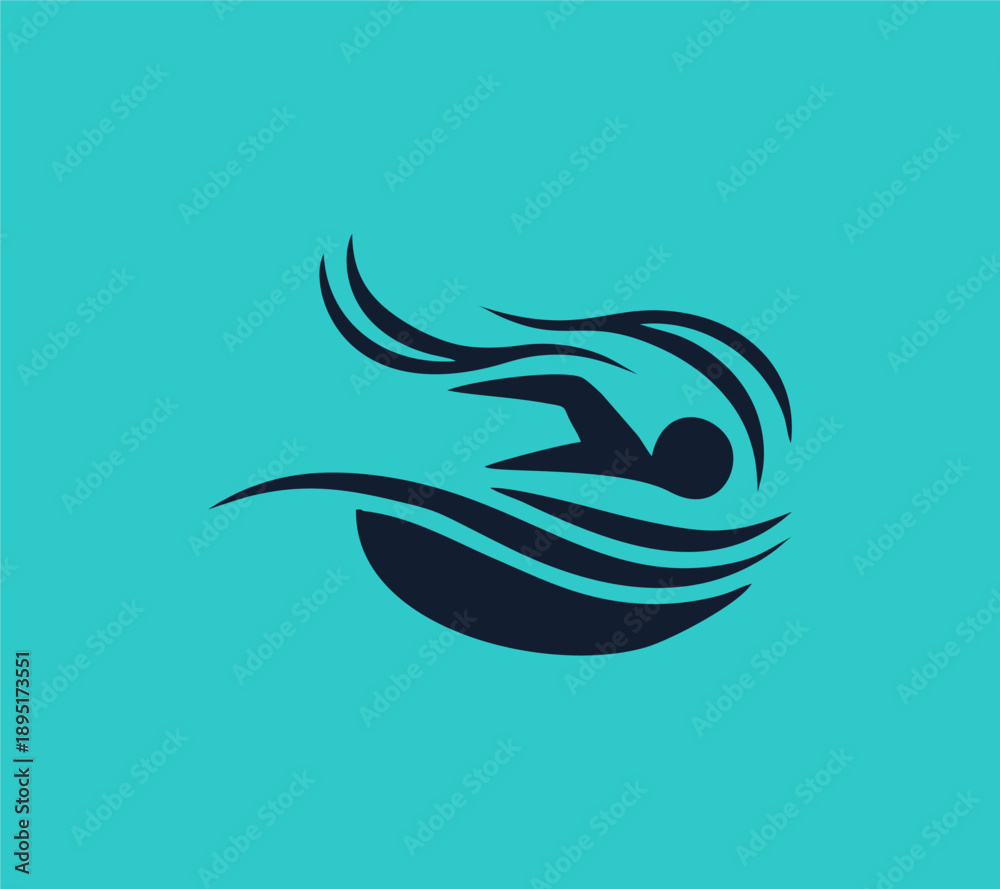 Obraz premium Swimming Sport Stamp Sticker Emblem Label logo design inspiration