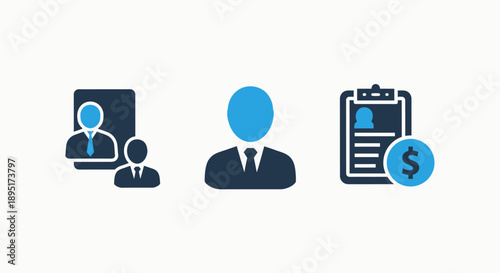 Human Resources and Business Management Icons for Team Building, Recruitment, and Payroll Services