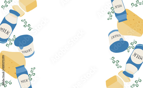 おしゃれな乳製品のイラストフレーム
