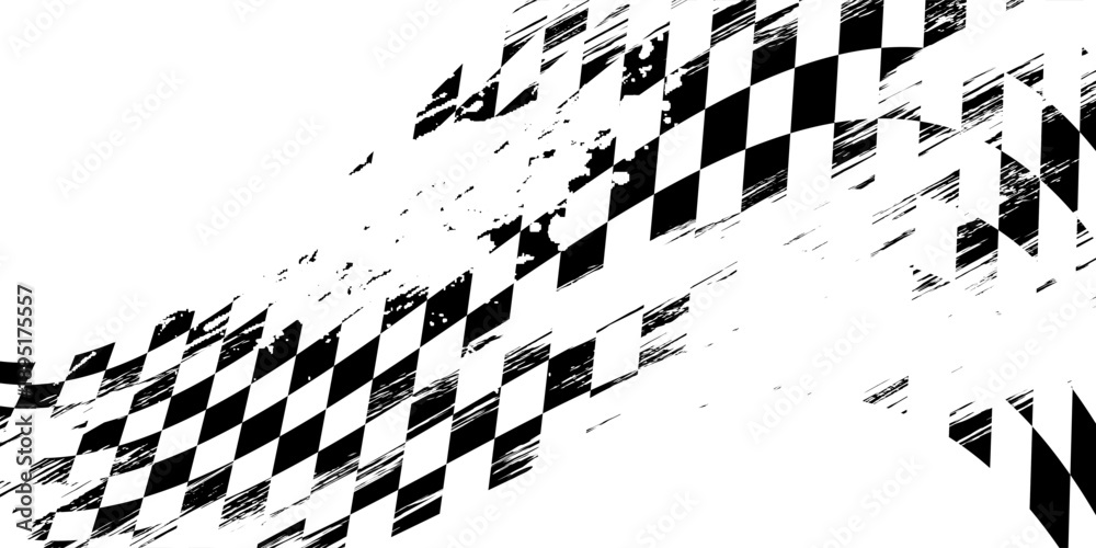 Fototapeta premium Checkered flag wave on white background design for sport race championship vector illustration.
