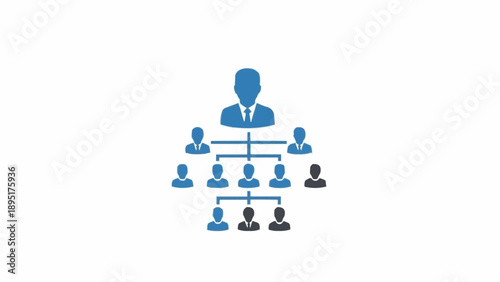 Photos Corporate Hierarchy Structure with Business People Icons.