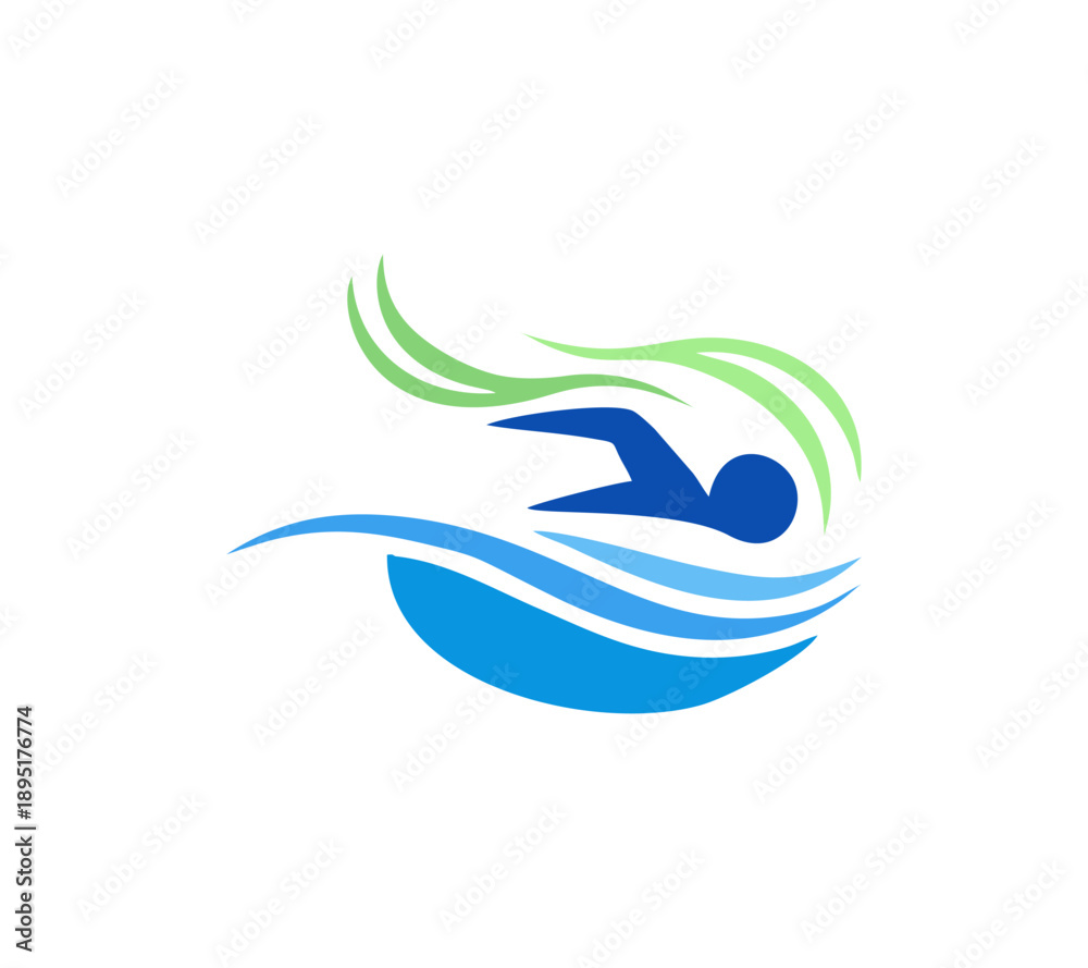 Fototapeta premium Swimming Sport Stamp Sticker Emblem Label logo design inspiration